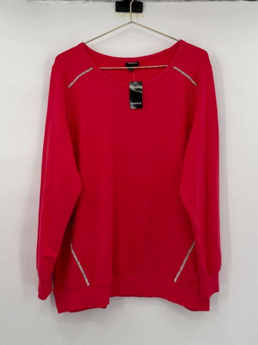 Torrid Plus Pink Rhinestone Detail Pullover Sweatshirt Size 2
